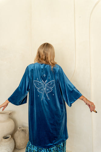 Eclectic Bohemian Velvet Jacket Ocean Blue Mystic Moth
