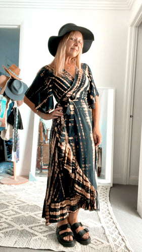SALE - Wrap Dress Black Tie Dye - Last 1 SM